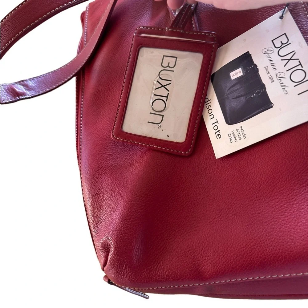 Buxton Quality red leather expandable computer “Madison Tote” Valentine red. NWT